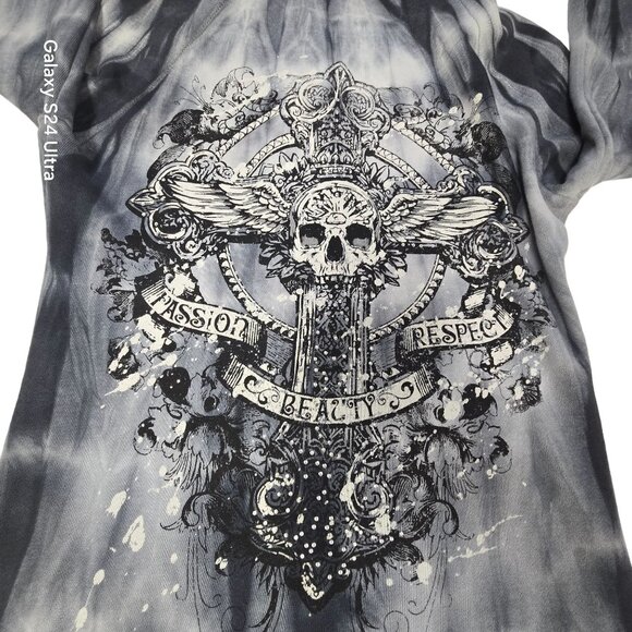 Crash & Burn Affliction Gothic Hooded Jacket Tie-Dye Full Zip Streetwear Med - Picture 13 of 13